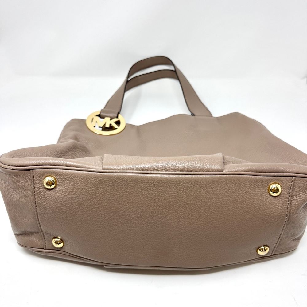 Michael Kors Fulton Large Shoulder Tote Tan Dark Dune Pebbled Leather Bag - Picture 10 of 14